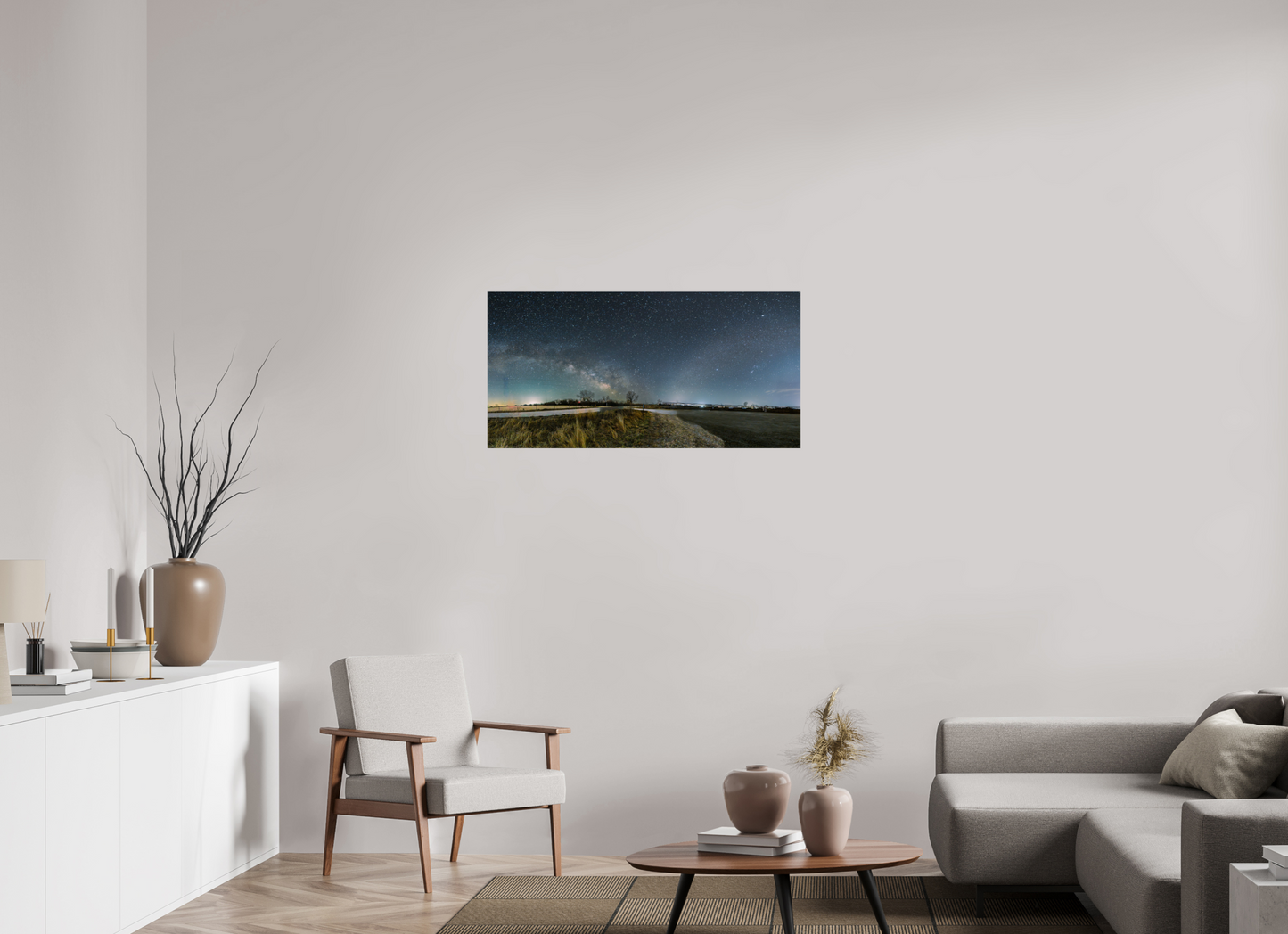 40 x 20″, Crystal Pearl Paper Two Galaxies on One Night Sky