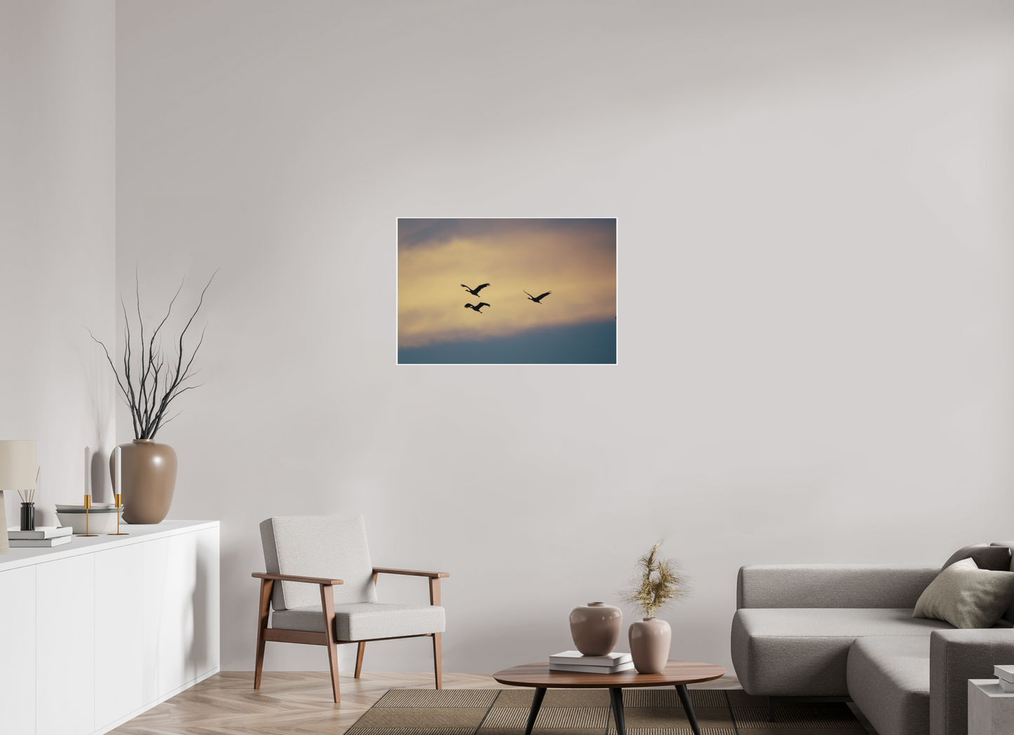 36 x 24″, Matte Print Sandhill Cranes in a Painted Sky