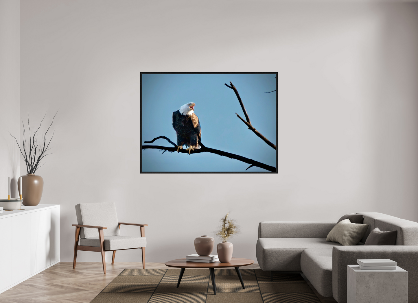 64.4 x 47″, Floater Frame Screaming Eagle