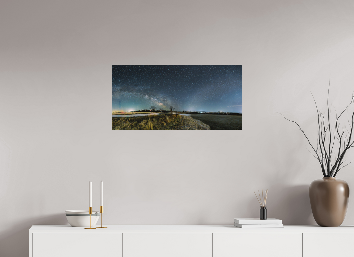 32 x 16″, Matte Print Two Galaxies on One Night Sky
