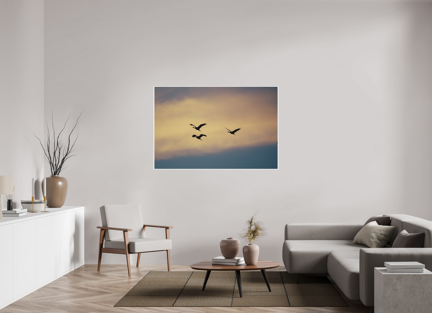 60 x 40″, Matte Print Sandhill Cranes in a Painted Sky