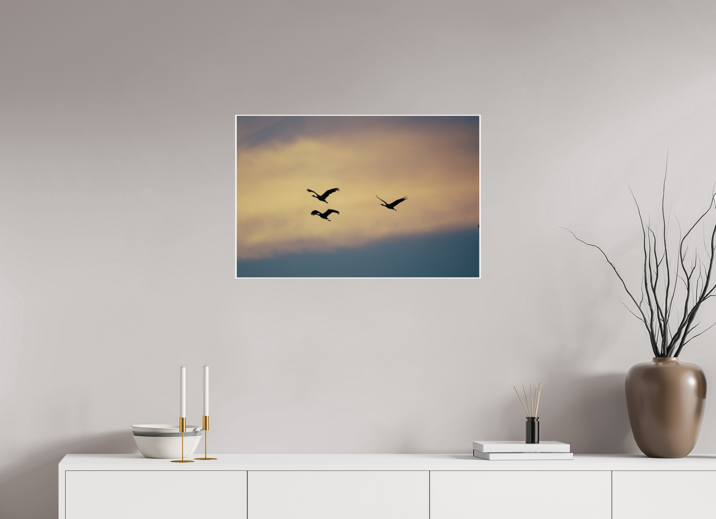 30 x 20″, Glossy Print Sandhill Cranes in a Painted Sky