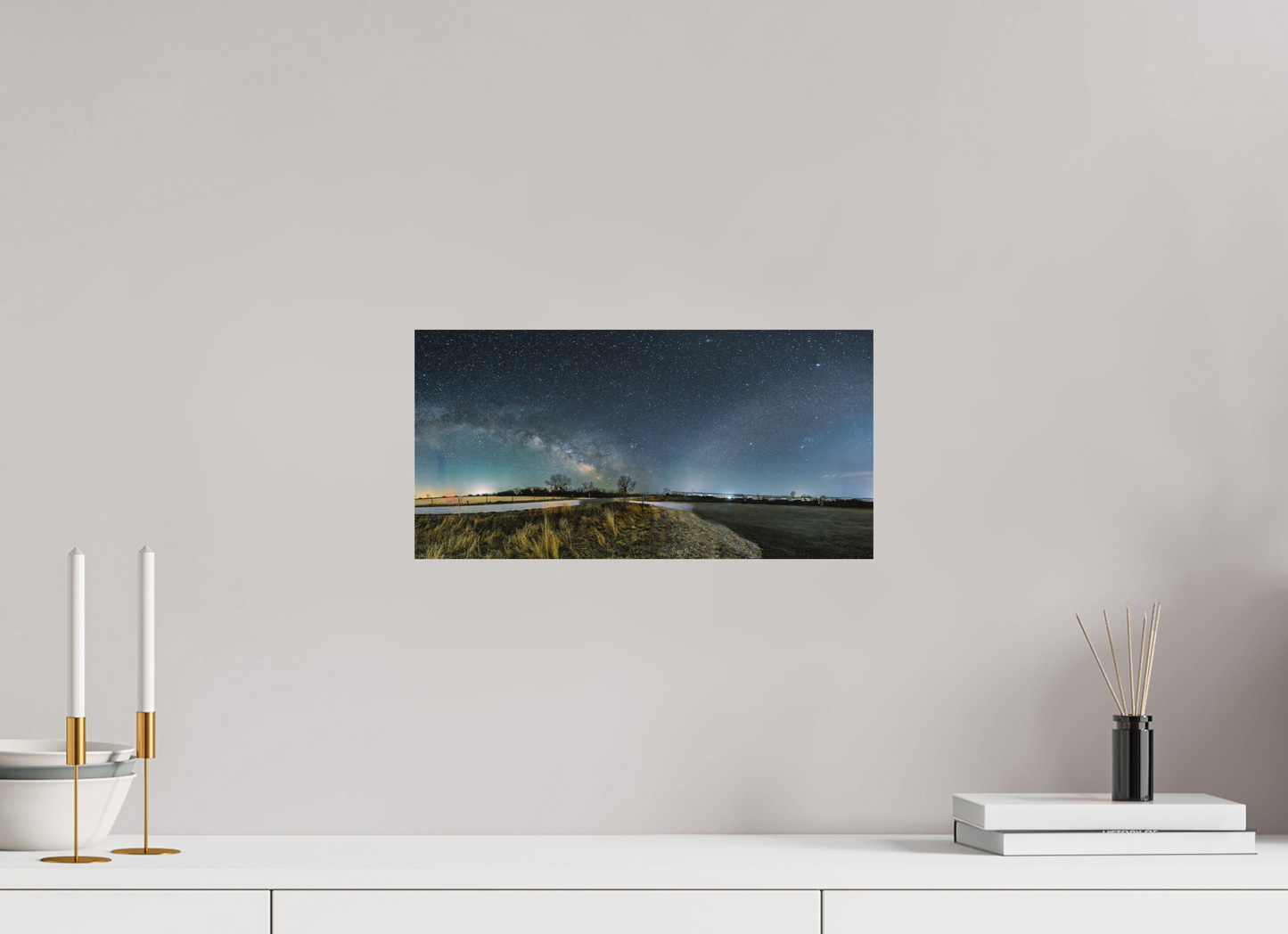 16 x 8″, Matte Print Two Galaxies on One Night Sky