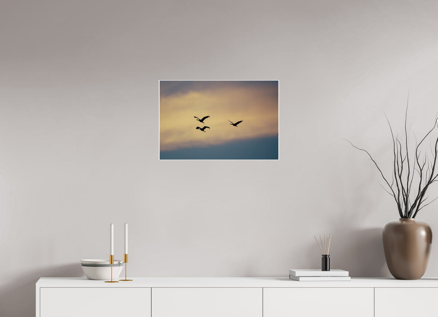 24 x 16″, Glossy Print Sandhill Cranes in a Painted Sky