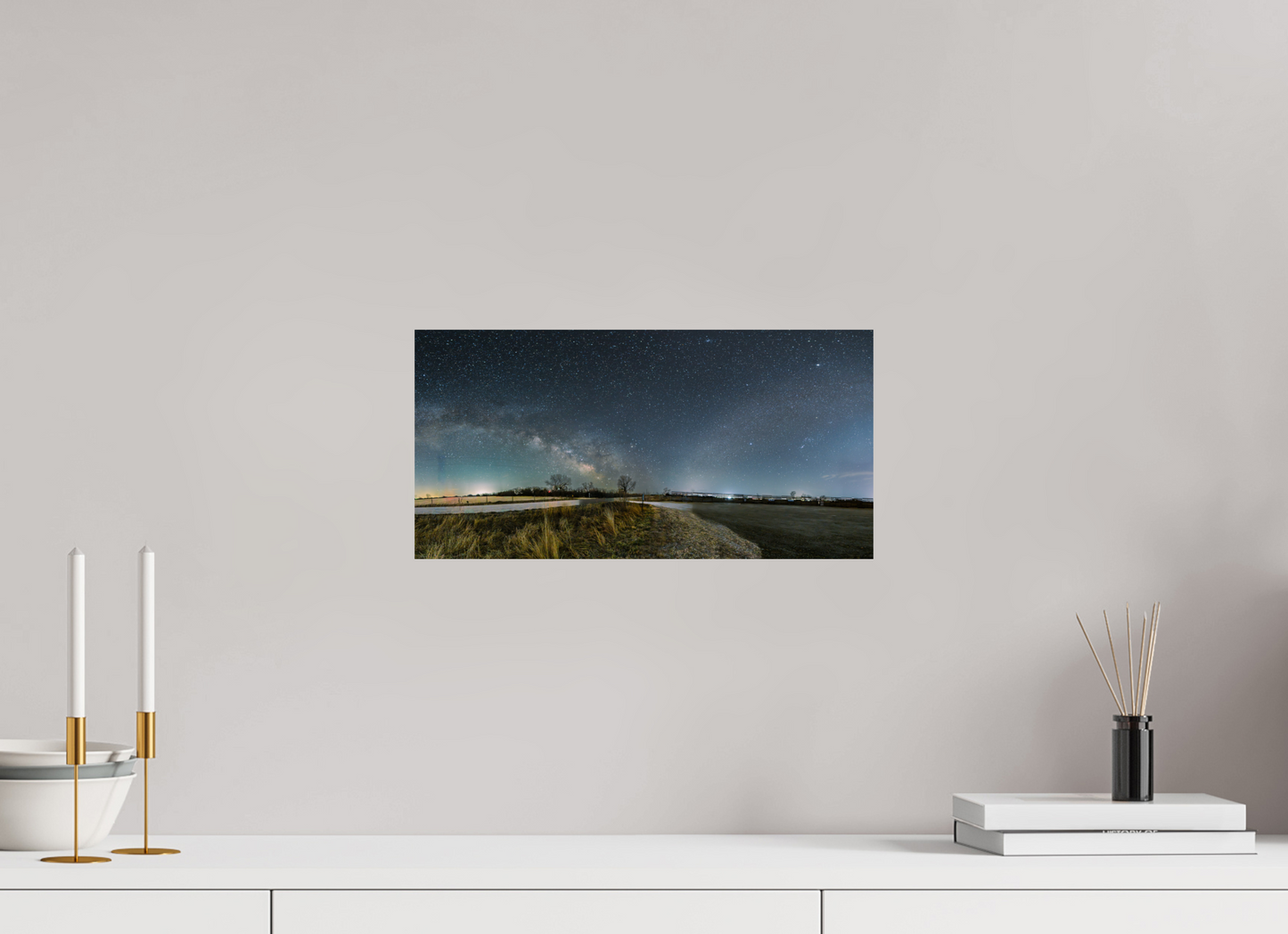 16 x 8″, Crystal Pearl Paper Two Galaxies on One Night Sky