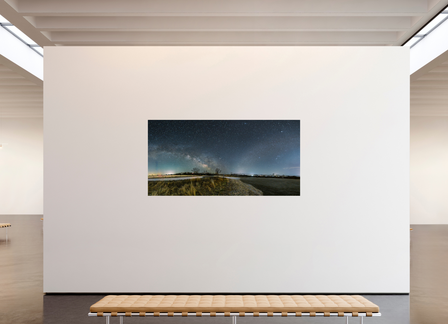 86 x 43″, Crystal Pearl Paper Two Galaxies on One Night Sky