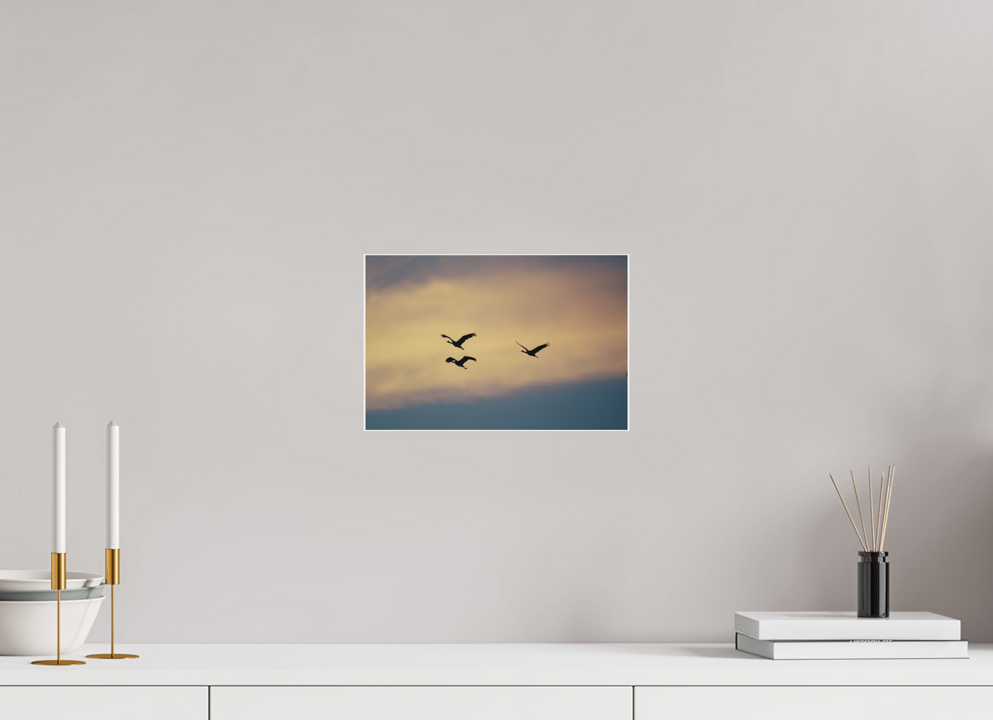 12 x 8″, Matte Print Sandhill Cranes in a Painted Sky